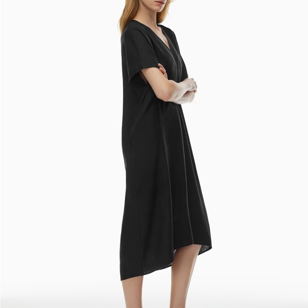 Babaton Charette linen kaftan style dress navy